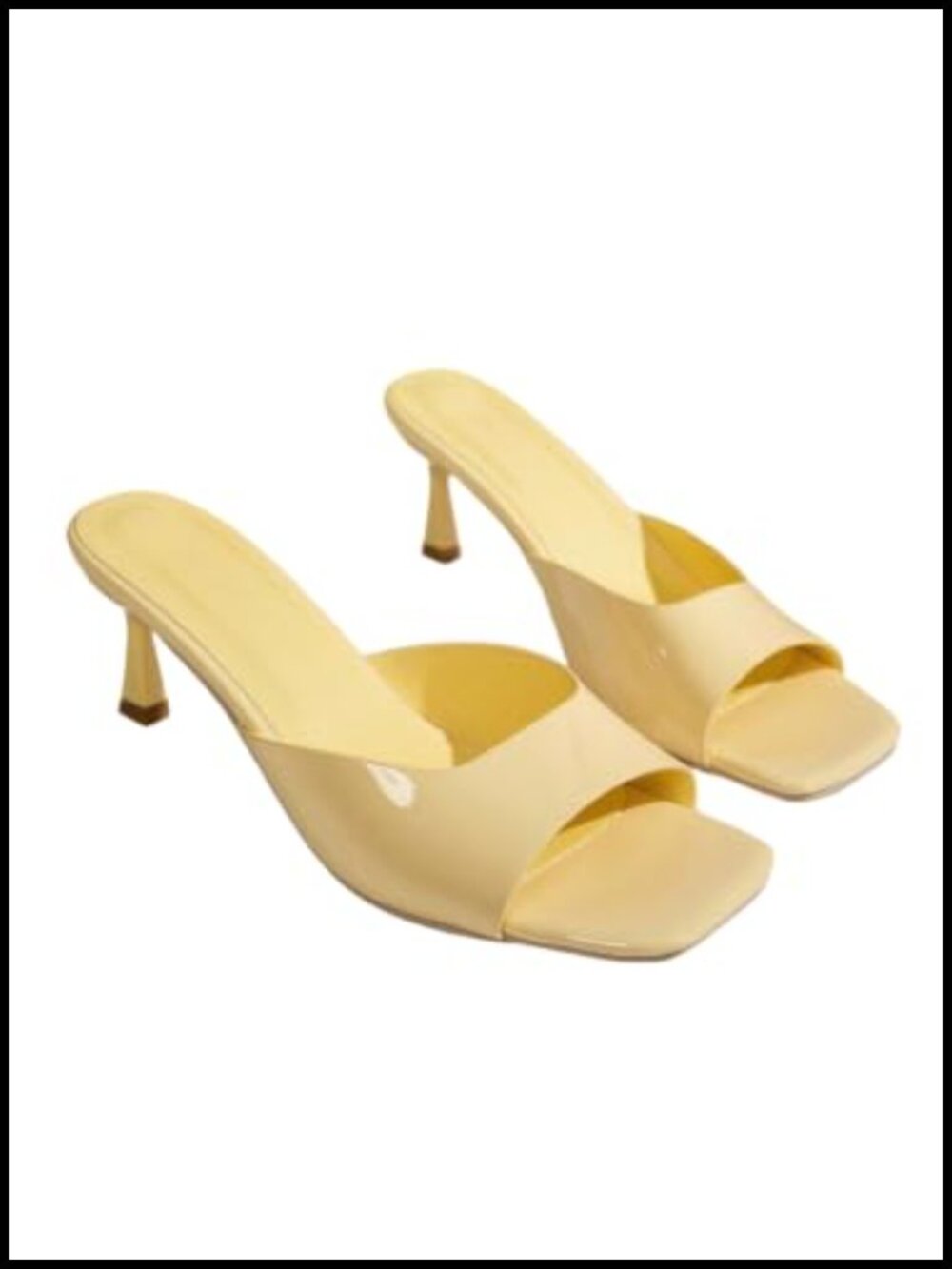 Women's PU Leather Open Toe Kitten Heel Sandals Slip On Backless Slides